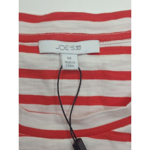 JOE'S Jeans Womens M Top Red Striped Sleeveless Bubble Hem Padded Shoulders $98 - Picture 6 of 16